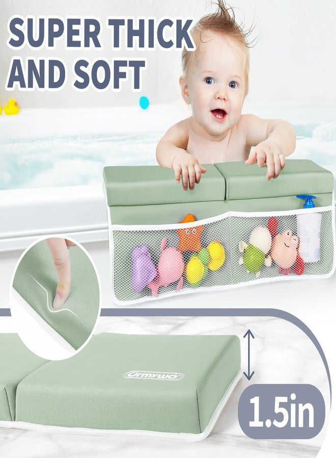 URMYWO Bath Kneeler and Elbow Rest Pad Set - 1.5" Thick Baby Bath Kneeler Pads with Toys Organizer, Anti-Slip Cozy Knee & Arm Support Bathtub Mat, Quick Dry Kneeling Pad for Baby Bath Time - Image 2